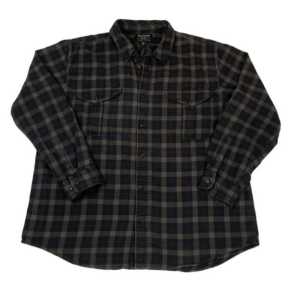 Filson Plaid Lightweight Alaskan Guide Shirt Black Charcoal Size XXL 10743 - Picture 1 of 11